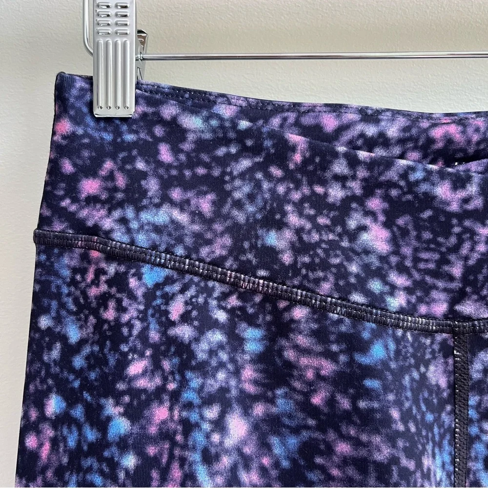 [zella girl] crossover high waist 7/8 printed leggings blue purple XL 14/16